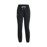 Pantalón de jogging Under Armour de mujer, color negro, con cintura elástica ajustable con cordón, bolsillos laterales y logo estampado en la pierna.