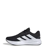 Championes Adidas Galaxy 7 M, color negro con detalles blancos y las tres tiras características de la marca en color blanco. Capellada de malla transpirable y suela de goma. Ideales para running y uso diario.