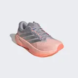 Championes de running Adidas Supernova Rise, con tecnología de amortiguación Dreamstrike+ en la mediasuela para una pisada suave y estable. Presentan un diseño en tonos naranja y gris, con exterior de tela y sintético, y suela de caucho.