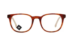 Armazón de anteojos recetados con marco de acetato en diseño carey y patillas en tono crema.