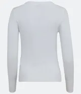 Cardigan blanco de punto con botones negros, escote en V y mangas largas. Marca Blue Steel.