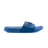 Ojotas Umbro de una sola banda, color azul, con logo de la marca en relieve sobre la banda superior y suela anatómica.