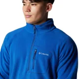 Buzo polar Columbia modelo Fast Trek III, color azul, con cuello alto, cierre frontal parcial y bolsillo con cierre en el pecho.