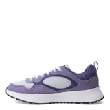 Championes deportivos Under Armour modelo Mirage Sport, con diseño en tonos violeta y blanco. Presentan una combinación de malla y gamuza, con el logo de la marca en el lateral y una suela blanca con base negra.