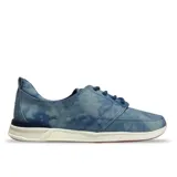 Championes Reef de tela color celeste con efecto tie-dye, cordones y suela blanca.