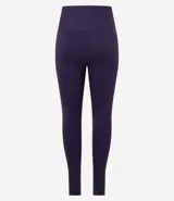 Calza legging deportiva de poliamida color azul con cintura alta de 10 cm.