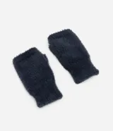Guantes sin dedos confeccionados en tejido de punto con textura de pelitos, de diseño suave y abrigado.