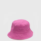 Gorro tipo bucket reversible de algodón, color verde oliva con efecto desgastado y logo bordado en el frente.
