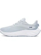 Championes de running Under Armour W Ascend, color celeste con suela blanca y detalles en azul marino. Parte superior de malla transpirable con refuerzos sintéticos y amortiguación Charged+.