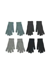 Guantes de punto acanalado en color gris oscuro, con puño elástico para un ajuste cómodo.