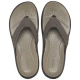 Ojotas Crocs Yukon Vista II Lr Flip para hombre, con parte superior de piel sintética marrón y detalles de costuras, base textil y suela de espuma Croslite con plantillas LiteRide.