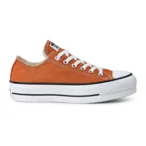 Championes urbanos Converse All Star Seasonal Ox, color naranja con plataforma blanca y detalles en negro.