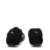 Championes Puma modelo Catch Sd, color negro con detalles en blanco. Diseño de perfil bajo con exterior de gamuza, cierre de cordones y suela de goma.