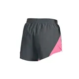 Short Under Armour de mujer, color negro, con cintura elástica, calza interior de malla y logo estampado en la pierna.