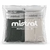 Pack de dos bóxers lisos marca Mistral, uno negro y otro gris, con cintura elástica y logo impreso.
