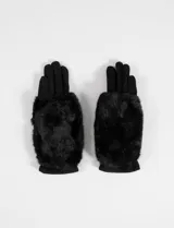 Guantes de símil gamuza color negro con mitón de pelo sintético desmontable, permitiendo dos formas de uso.