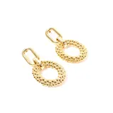 Par de aros colgantes dorados con cierre de gancho.