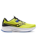 Championes de running Saucony Guide 15, color amarillo con detalles en negro, azul y rojo.