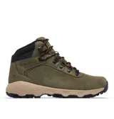 Bota de trekking Columbia modelo Newton Ridge, color verde oliva con detalles en negro y suela color arena. Confeccionada en gamuza impermeable con sistema Omni-Tech y suela de alta tracción Omni-Grip.