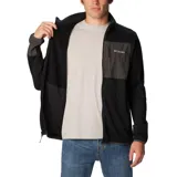 Campera de polar Columbia Hike Full, color negro con bolsillo gris en el pecho y cierre frontal.