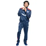 Conjunto deportivo Umbro del Club Nacional de Football, compuesto por campera con cierre frontal y pantalón largo. Diseño en color azul marino con detalles en rojo y blanco, incluyendo logos de la marca y escudo del club.