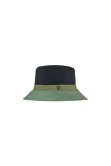 Gorro tipo bucket reversible, con un lado negro y otro verde oliva con logo de la marca.