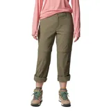 Pantalón de trekking Columbia convertible en short, color verde militar, con tecnología Omni-Shade y Omni-Shield, cintura media, bolsillos laterales y presillas para cinturón.