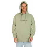 Canguro verde con capucha y logo de Volcom estampado en el pecho.