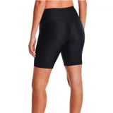 Short deportivo Under Armour HeatGear Armour Bike de mujer, color negro, con logo estampado en blanco en la pierna izquierda.
