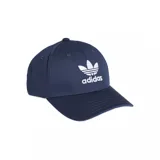 Gorro Adidas color azul marino con logo trifolio bordado en blanco en el frente.