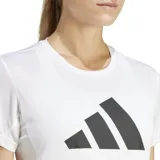 Remera deportiva Adidas Run It Tee de manga corta y cuello redondo, color blanco, con un gran logo de tres barras negras en el frente. Confeccionada en poliéster reciclado con tecnología AEROREADY.