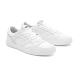 Zapatillas Vans Lowland blancas de cuero con logo lateral en forma de V.