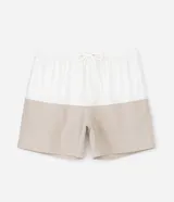 Short de baño para hombre de la marca Marfinno, confeccionado en microfibra con diseño bicolor en tonos marrón y tostado. Cuenta con cintura elástica, cordón ajustable y bolsillo trasero con cierre.