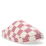 Pantuflas de mujer Miss Carol con diseño de damero en tonos rosa y blanco.