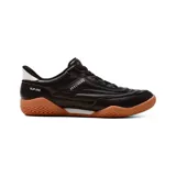 Championes deportivos Skechers Slip-Ins Zinger Evo Off The Pitch, color negro con suela de goma marrón y detalles en blanco. Cuentan con parte superior de piel sintética, cordones elásticos fijos y tecnología Hands Free Slip-ins.