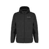 Campera negra acolchada con capucha, aislante térmico reflectante Omni-Heat y relleno de plumón de 650.