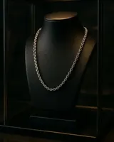 Collar de cadena de eslabones ovalados de estilo clásico, fabricado en plata.