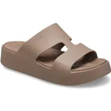 Sandalias de plataforma Crocs modelo Getaway Platform H-Strap, color negro, con diseño de tiras en forma de H y suela elevada.