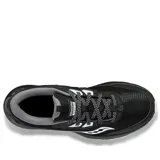 Championes Saucony Aura TR negros con detalles en blanco y gris, ideales para trail running.