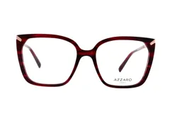 Armazón para lentes de receta Azzaro, modelo 30429 col 2, de acetato color burdeos con diseño carey y apliques dorados en las esquinas superiores.
