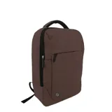 Mochila Topper diseñada para el transporte de laptops, en color marrón con textura jaspeada. Cuenta con un compartimento principal con cierre, un bolsillo frontal con cierre, manija superior reforzada y correas ajustables para los hombros. Incluye logo de la marca en la parte inferior.