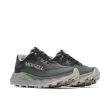 Championes Merrell Agility Peak 6 para mujer, color negro con detalles en gris. Diseñados para trail running, cuentan con parte superior de malla transpirable, entresuela de espuma FloatPro+ y suela Vibram MegaGrip para tracción y estabilidad en terrenos difíciles.