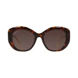 Lentes de sol Lancel con montura de acetato color carey y lentes marrones.