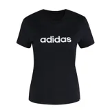 Remera de algodón color negro con cuello redondo y mangas cortas. Presenta el logo de Adidas estampado en el frente con un diseño gráfico en letras blancas.