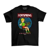 Remera negra de algodón con estampa frontal del álbum Americana de la banda The Offspring, presentando al niño en el columpio con el insecto.