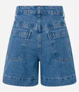 Short de jeans azul oscuro, de tiro alto y corte regular.