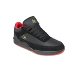 Zapatillas de skate éS Stylus Mid, color negro con detalles en rojo y logo dorado.