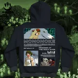 Buzo hoodie negro con estampado de personajes de la película La Princesa Mononoke de Studio Ghibli.
