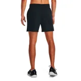 Short deportivo Under Armour Rival Terry de algodón color negro, con cintura elástica ajustable con cordón y logo estampado en la pierna izquierda.