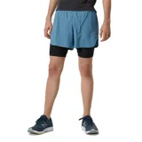 Short de running celeste con calza interior negra ajustada.